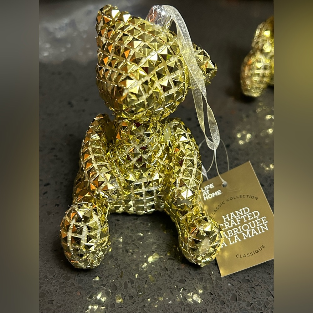 **NWT** Stunning Golden Teddy Bear Ornaments